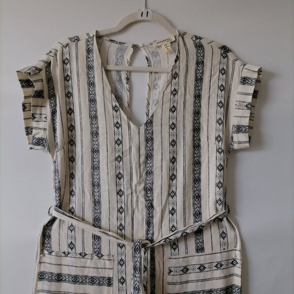 Monteau Los Angeles Womens Ivory V-Neck Cap Sleeve Front Pocket Jumpsuit Size S - Picture 3 of 7